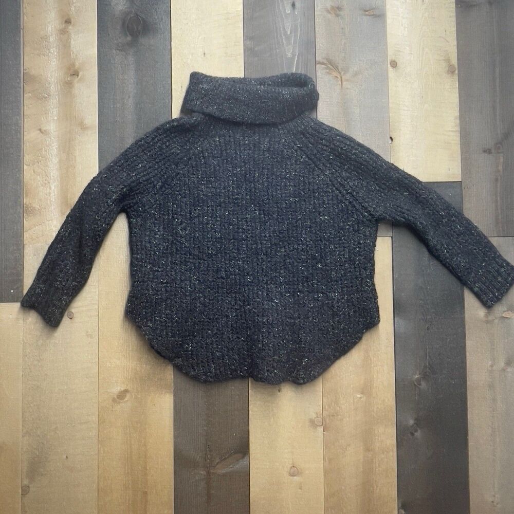 Free People Women's XS Dylan Tweedy Pullover Cowl Neck Wool Linen -CHARCOAL GREY - Picture 2 of 3